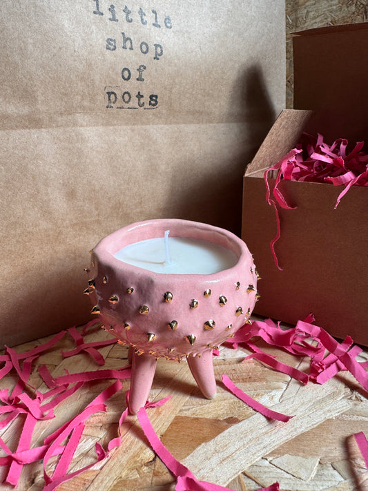 Pink cactus candle