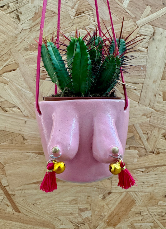 Hanging boobie planter (pink)