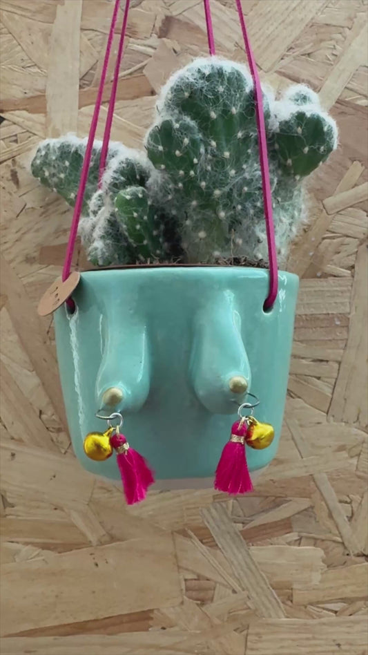Hanging boobie planter (turquoise)