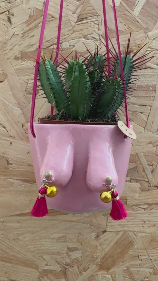 Hanging boobie planter (pink)