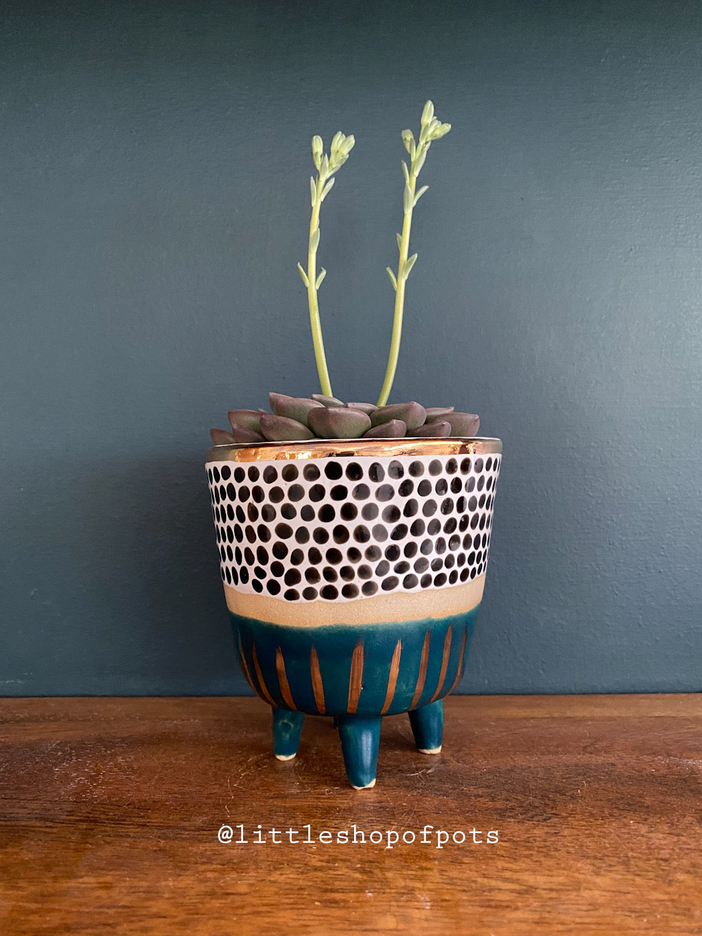 Teal keystone standing planter (small)