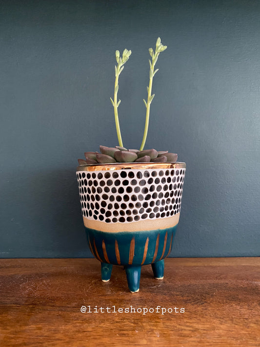 Teal keystone standing planter (small)